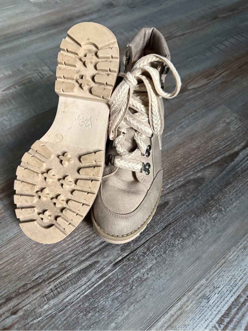 Crown Vintage Taupe Lace-Up Combat Boots